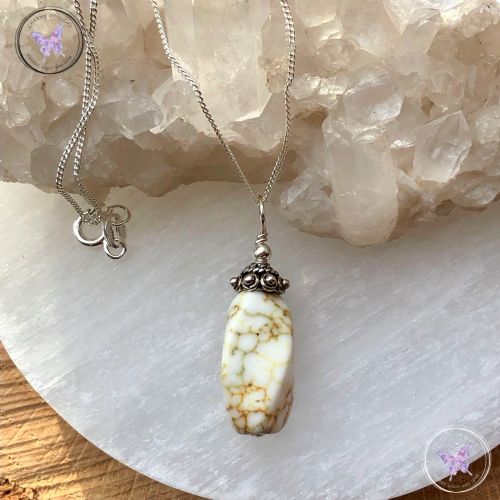 Natural Howlite & Silver Pendant